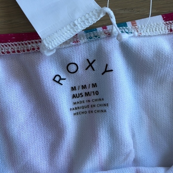 Nwt Roxy STRIPE Juniors' Striped High-Waist Bikini Swimsuit - M - Picture 9 of 10
